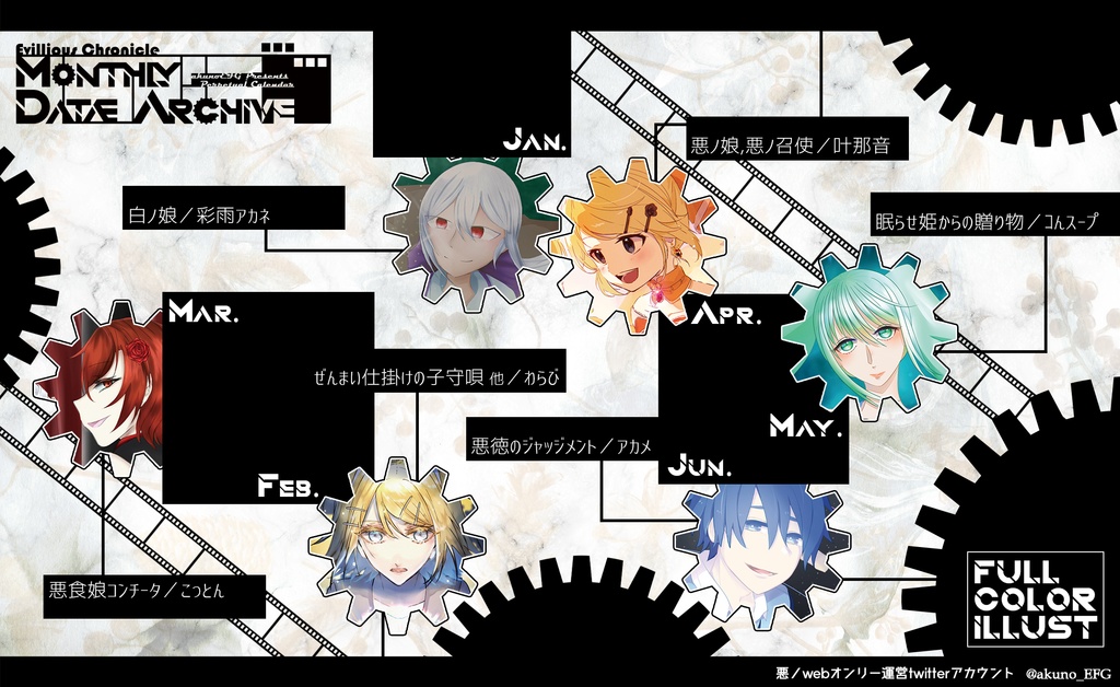 開催記念カレンダー「Evillious Chronicle Monthly Data/Date Archive」