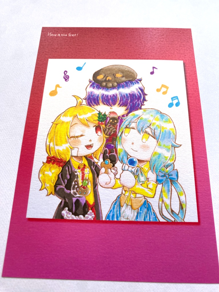 ポストカード(色紙絵)キエン、凶街モルテ、繊月緋色