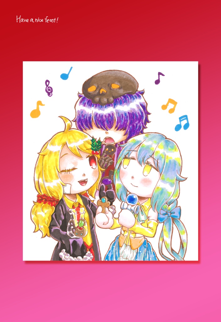 ポストカード(色紙絵)キエン、凶街モルテ、繊月緋色