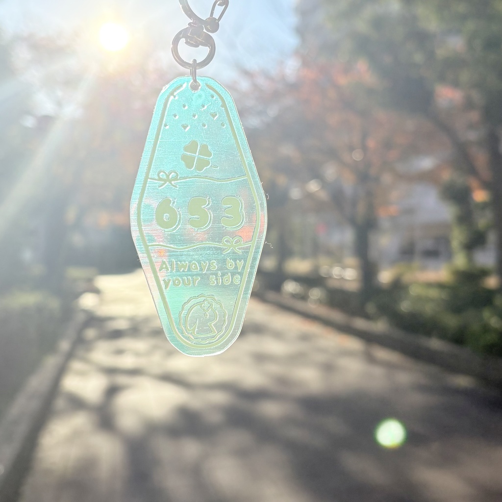 【ラスト2個】オーロラきらきらモーテル風キーホルダー+ミニメッセージカード