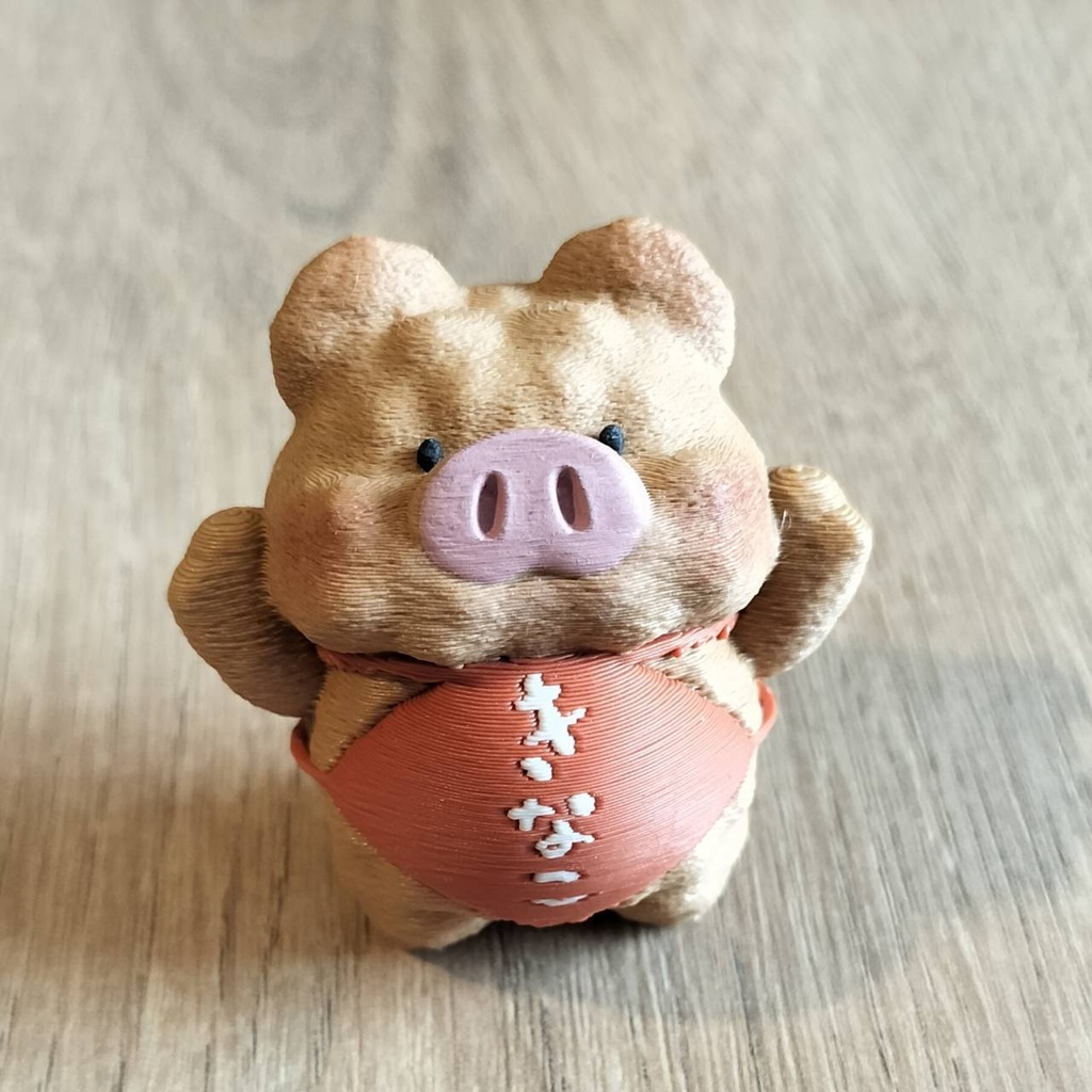 【フィギュア】お饅頭風　ブタさん　【きなこ】