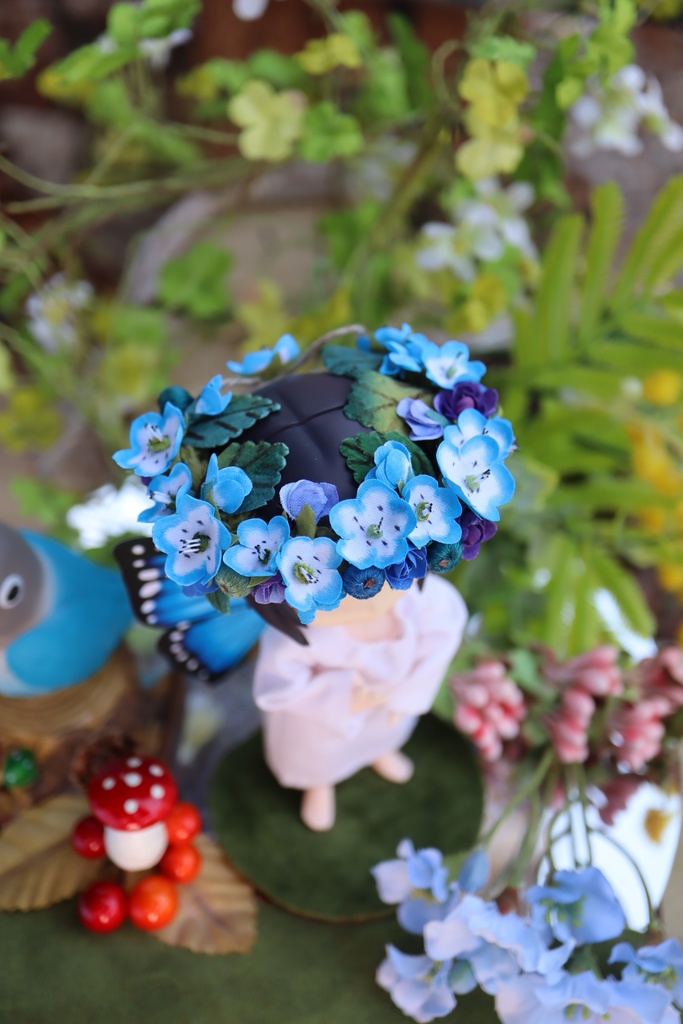 小人の花冠・ネモフィラ（世界一美しい蝶）オビツ11サイズ　布花