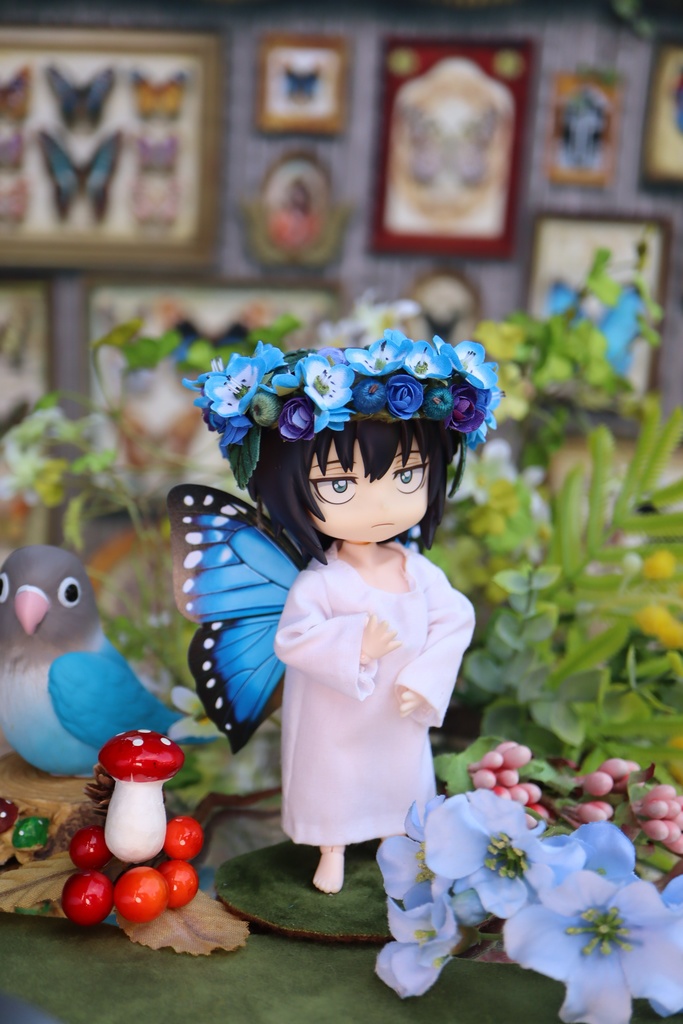 小人の花冠 ネモフィラ 世界一美しい蝶 オビツ11サイズ 布花 人形娘工房 Booth