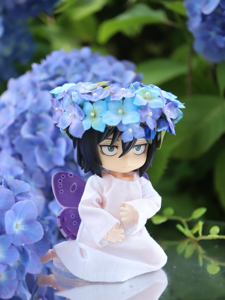 小人の花冠・紫陽花　（オビツ11サイズ）　布花