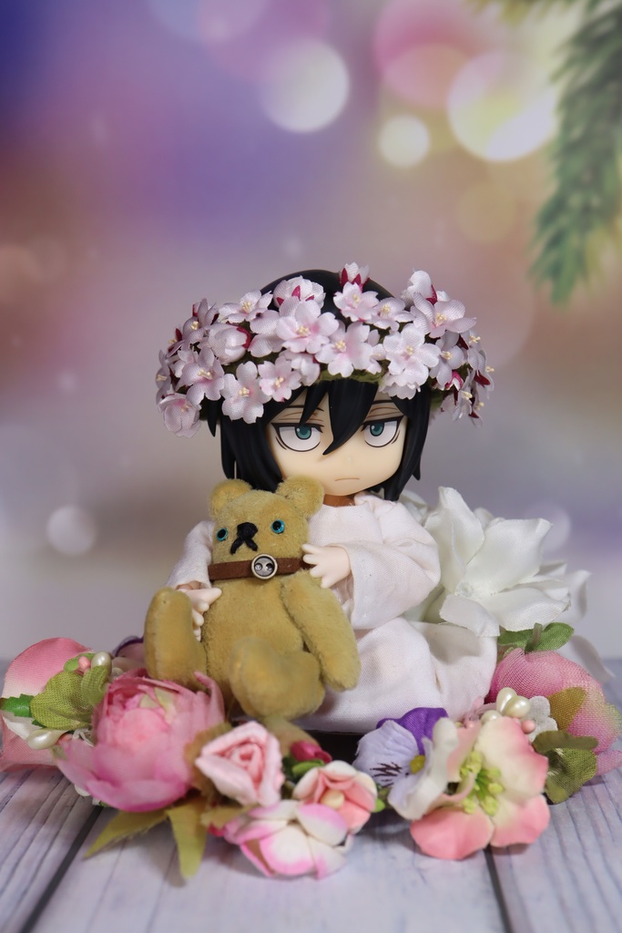 桜の花冠（ねんどろいどどーるサイズ）布花