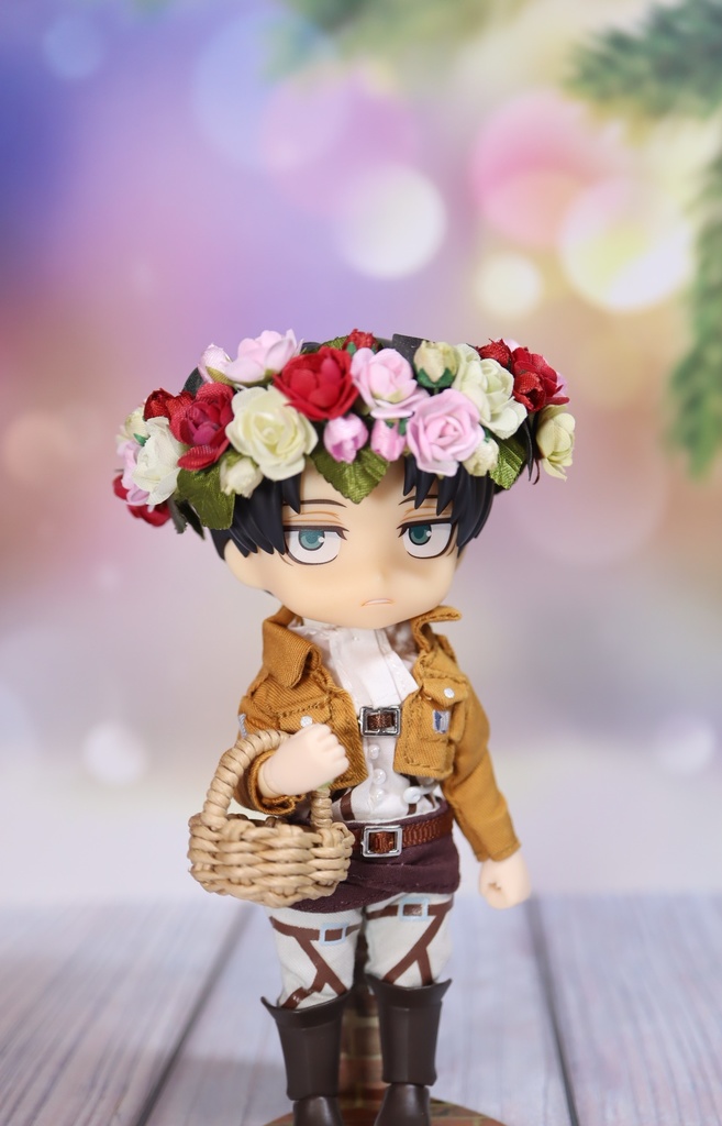 ロマンティックローズの花冠　（ねんどろいどサイズ）　布花