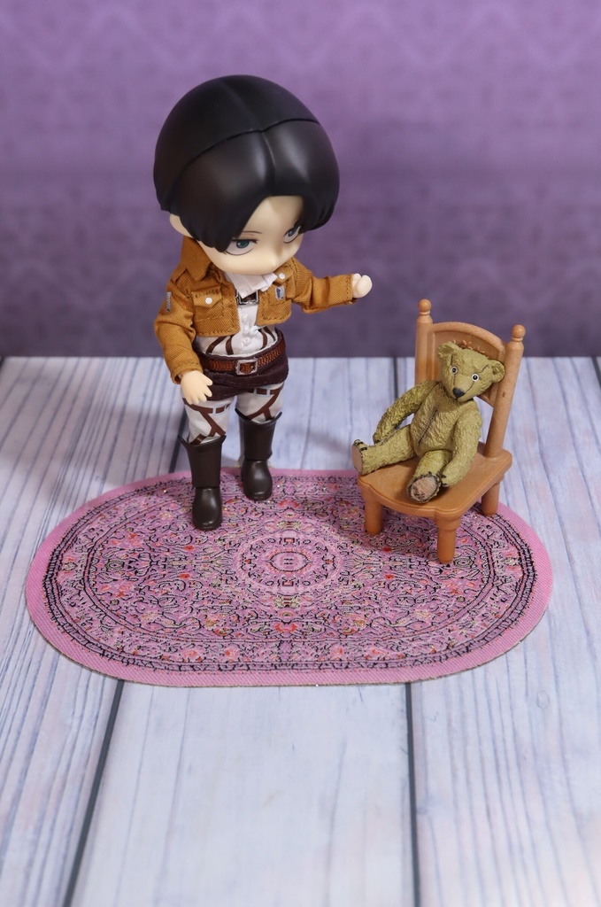 小人の小さめラグ・ピンク(楕円形) ドールハウス用ミニチュア絨毯