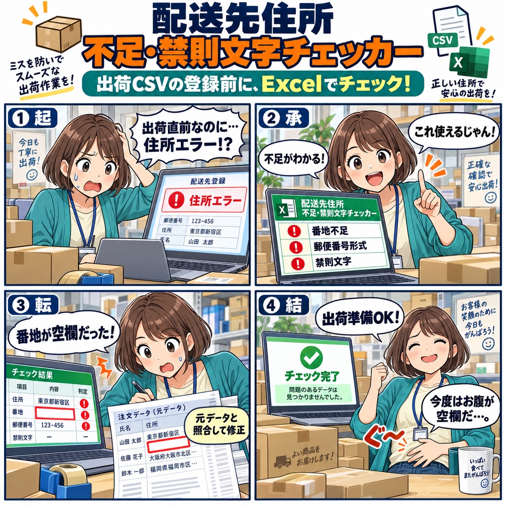 配送先住所 不足・禁則文字チェッカー / Shipping Address Checker for Missing Information and Prohibited Characters