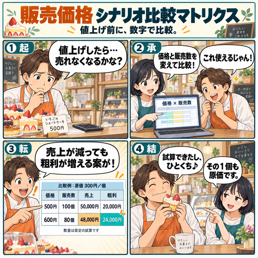 販売価格 シナリオ比較マトリクス / Selling Price Scenario Comparison Matrix
