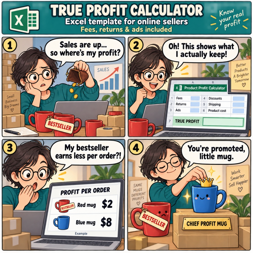 手数料・返品・広告込み 実利益計算表 / Net Profit Calculator Including Fees, Returns, and Advertising Costs