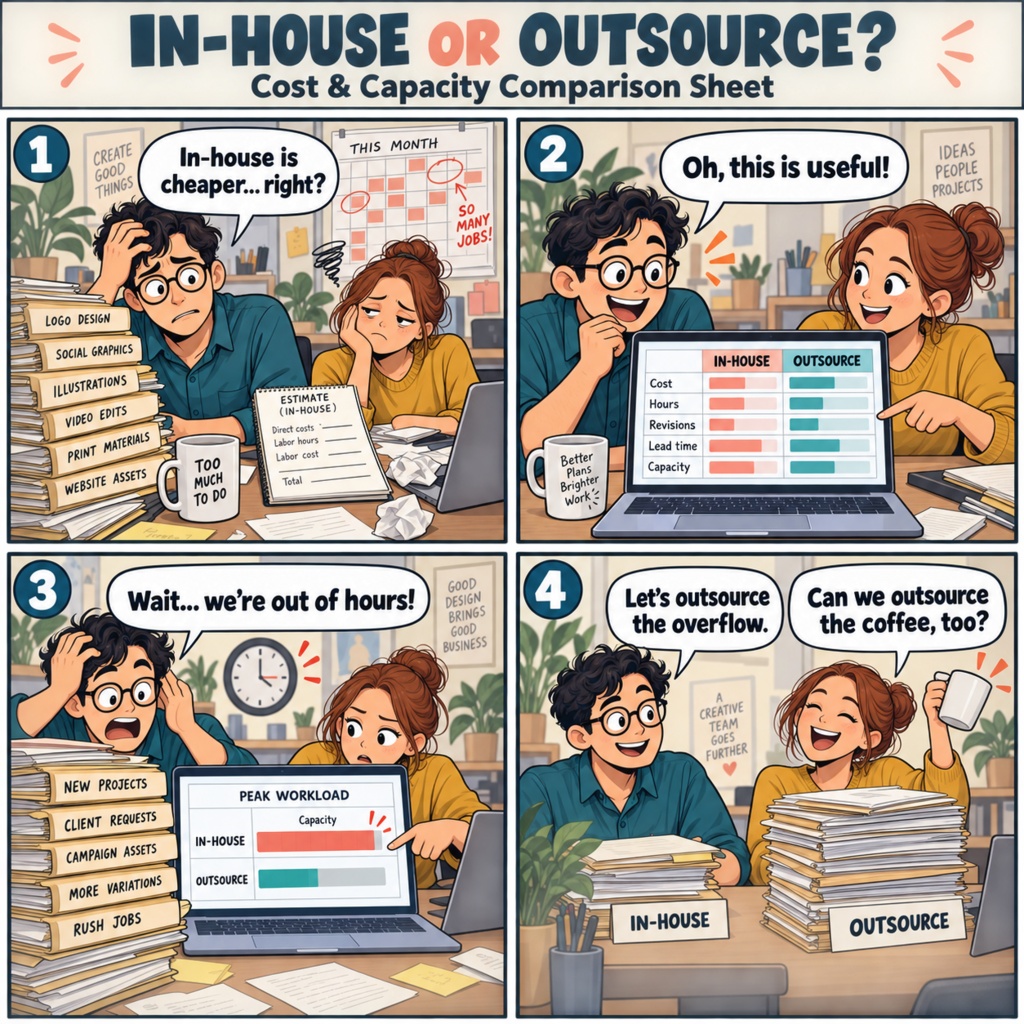 内製・外注 コスト容量比較シート / In-House vs. Outsourcing Cost and Capacity Comparison Sheet