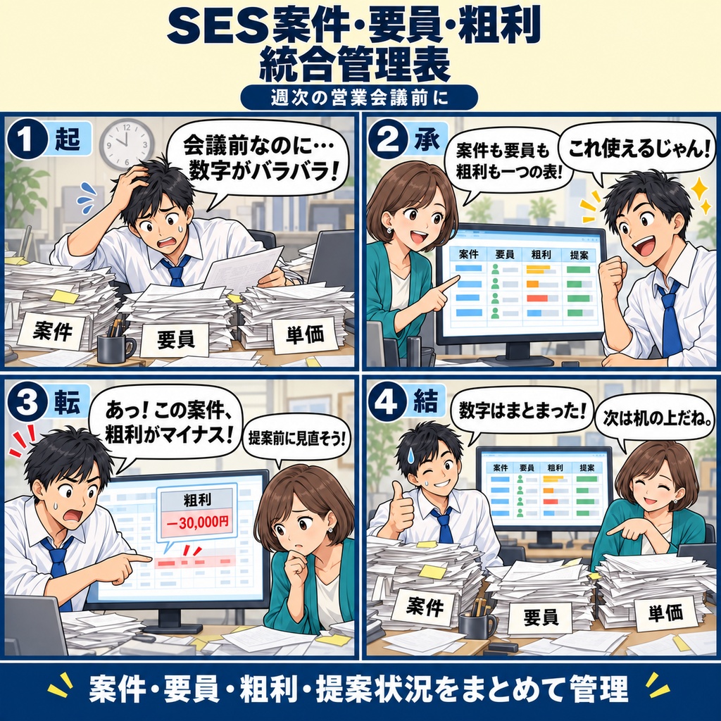 SES案件・要員・粗利統合管理表 / Integrated SES Project, Personnel, and Gross Profit Management Spreadsheet