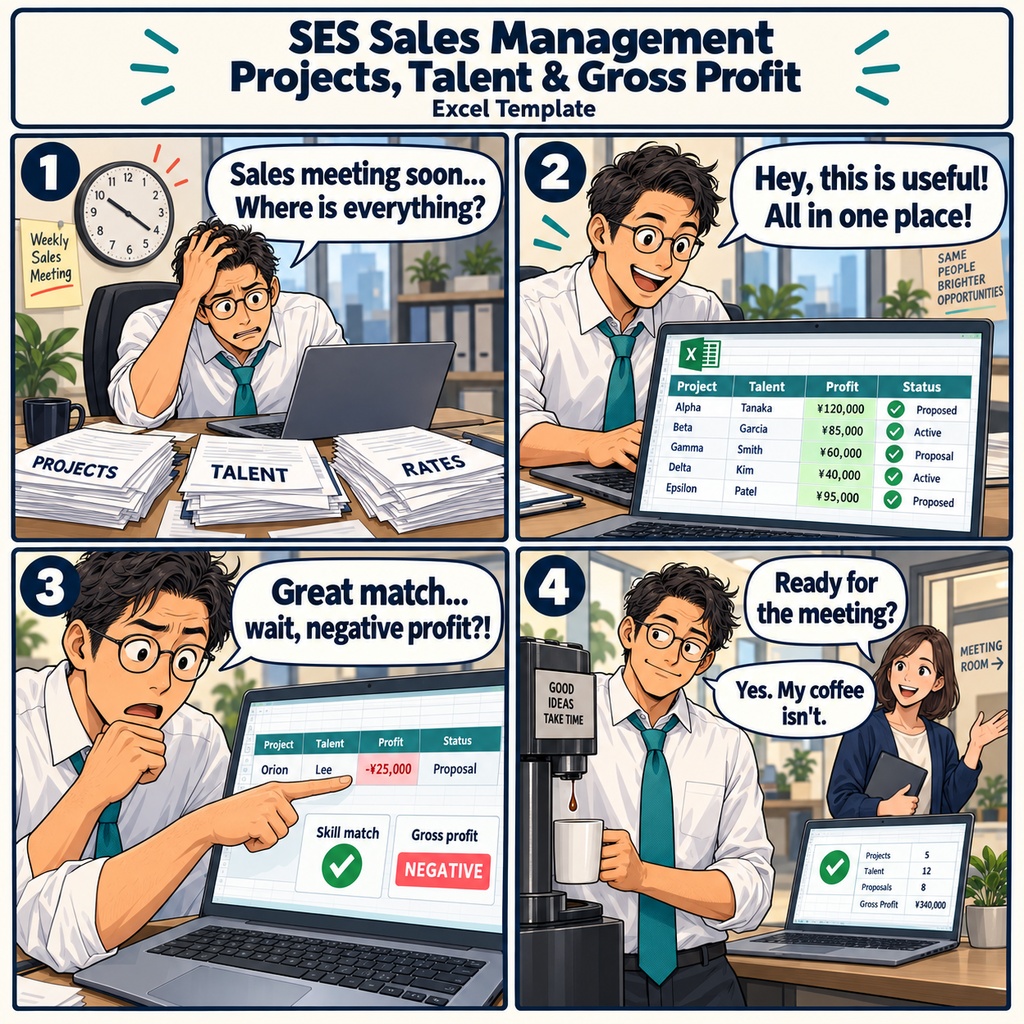 SES案件・要員・粗利統合管理表 / Integrated SES Project, Personnel, and Gross Profit Management Spreadsheet