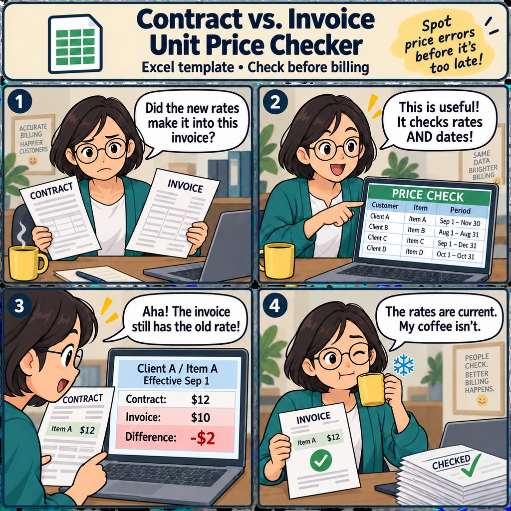 契約単価・請求単価 差異照合表 / Contract vs. Billed Unit Price Reconciliation Sheet
