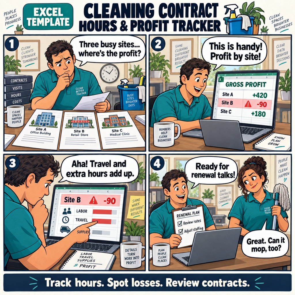 定期清掃 契約別工数・粗利管理表 / Periodic Cleaning Labor Hours and Gross Profit Tracker by Contract
