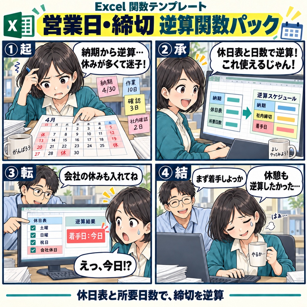 営業日・締切 逆算関数パック / Business Day and Deadline Back-Calculation Function Pack