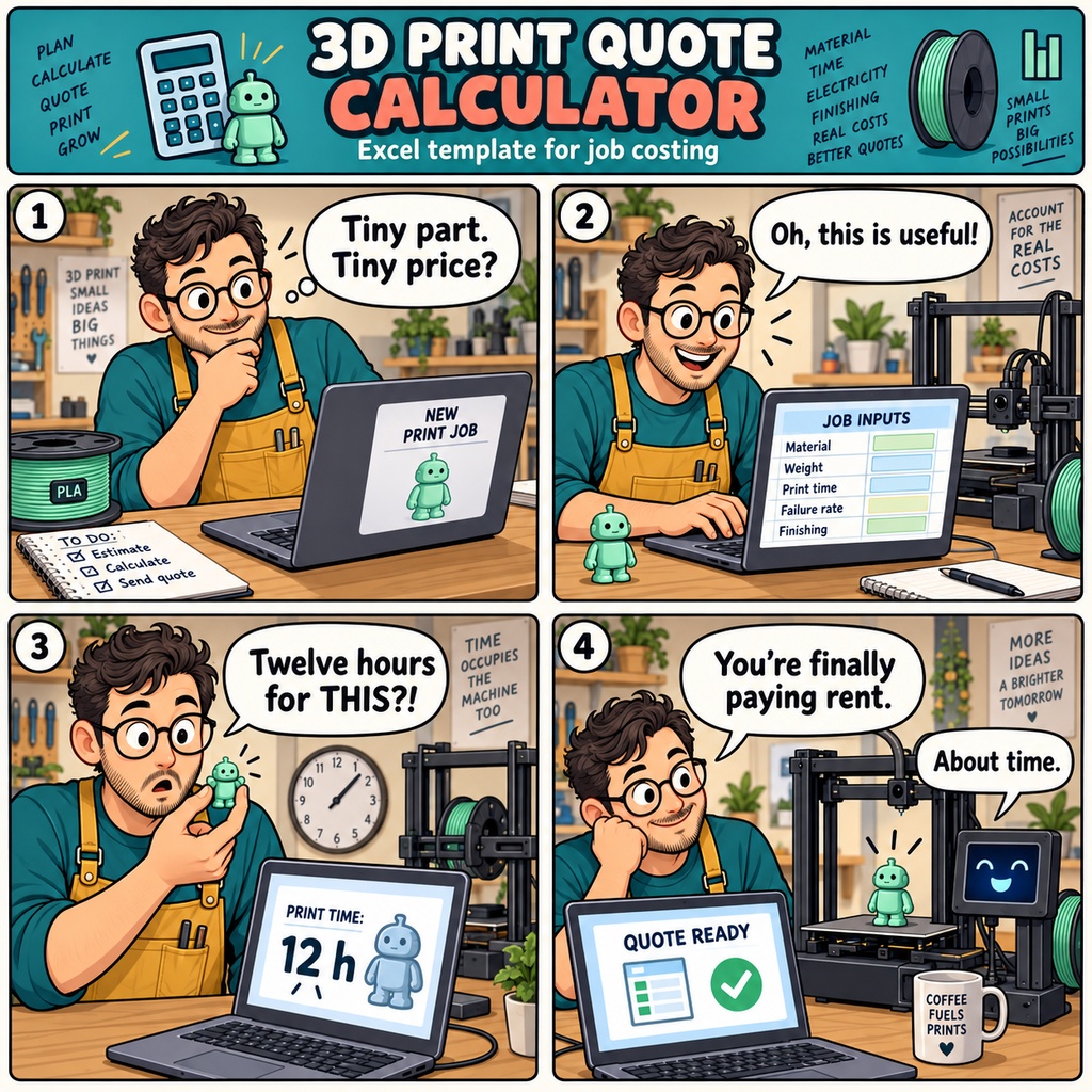 3Dプリント 見積・材料・稼働時間計算表 / 3D Printing Quote, Material, and Runtime Calculator
