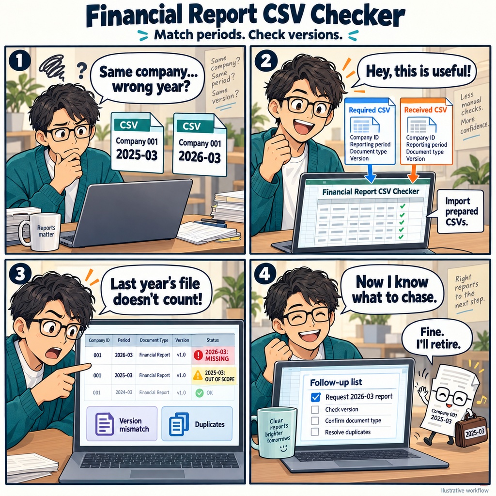 金融分析担当の決算資料 対象期・受領版CSV照合表 / Financial Results Document CSV Reconciliation Table for Financial Analysts: Reporting Period and Received Version