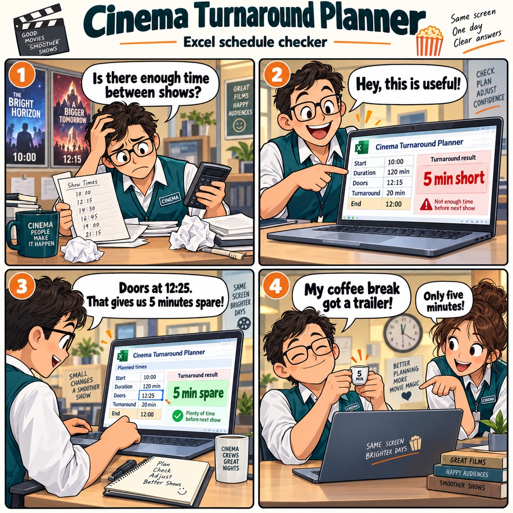 映画館の上映回間 入替時間確認表 / Cinema Screening Changeover Time Checklist