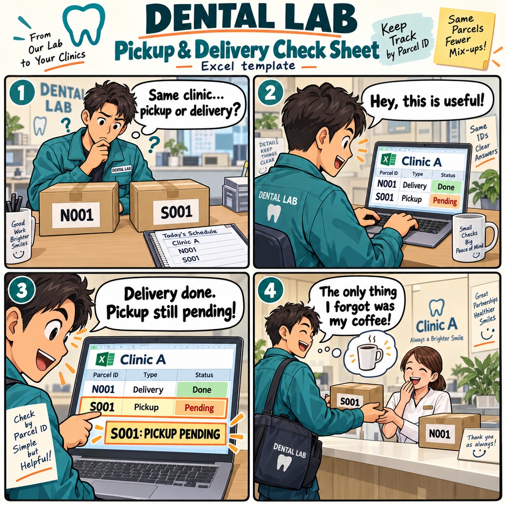 歯科技工所の医院別 集配受渡確認表 / Dental Laboratory Pickup and Delivery Confirmation Form by Clinic