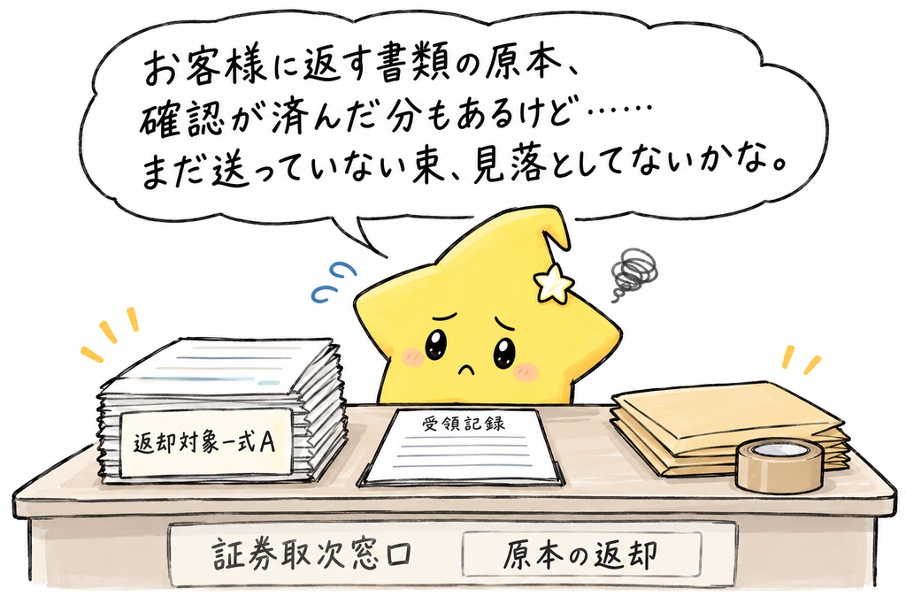 返却対象原本の発送待ち確認（証券窓口向け）｜手配可能連絡待ち・返却発送待ち・要確認 Excel