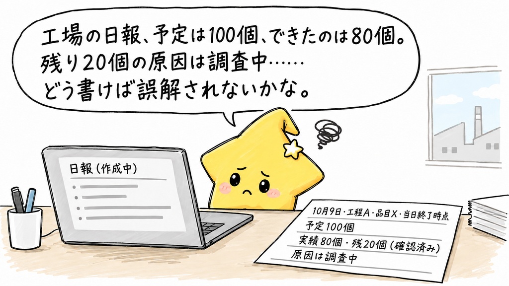 工場の状況報告・部門連絡｜日報・進捗連絡・部材照会・引継ぎの草案 AIプロンプト50選 PDF