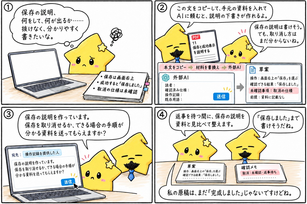 操作説明・FAQの執筆AIプロンプト50選|構成案・手順と結果・質問と回答案・注意事項・改訂差分 PDF