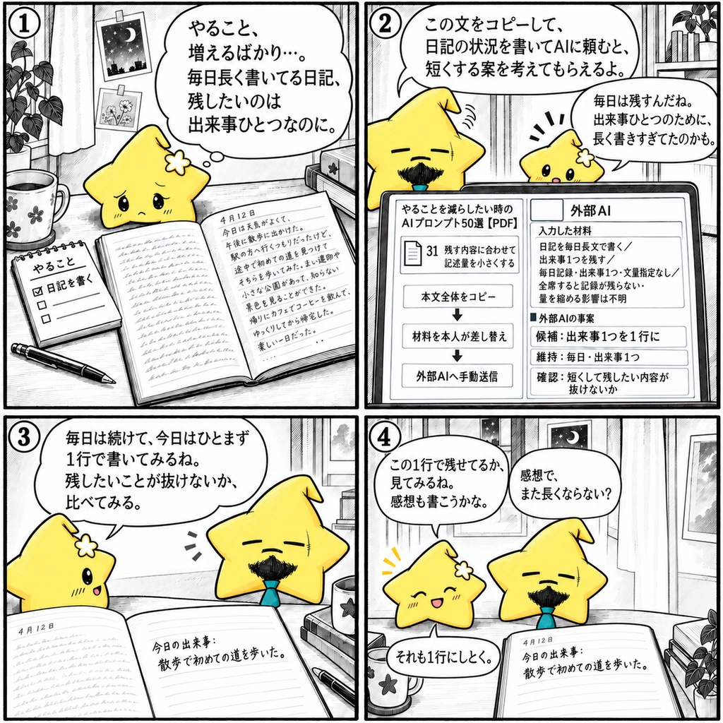 やることの削減検討|削除・頻度変更・簡略化の候補と維持条件を考えるAIプロンプト50選 PDF