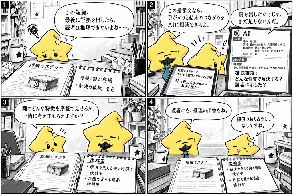 短編ミステリーの手がかり整理|開示順 AIプロンプトPDF