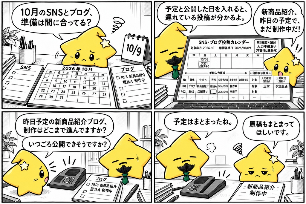 SNS・ブログ投稿管理|予定・準備 Excel