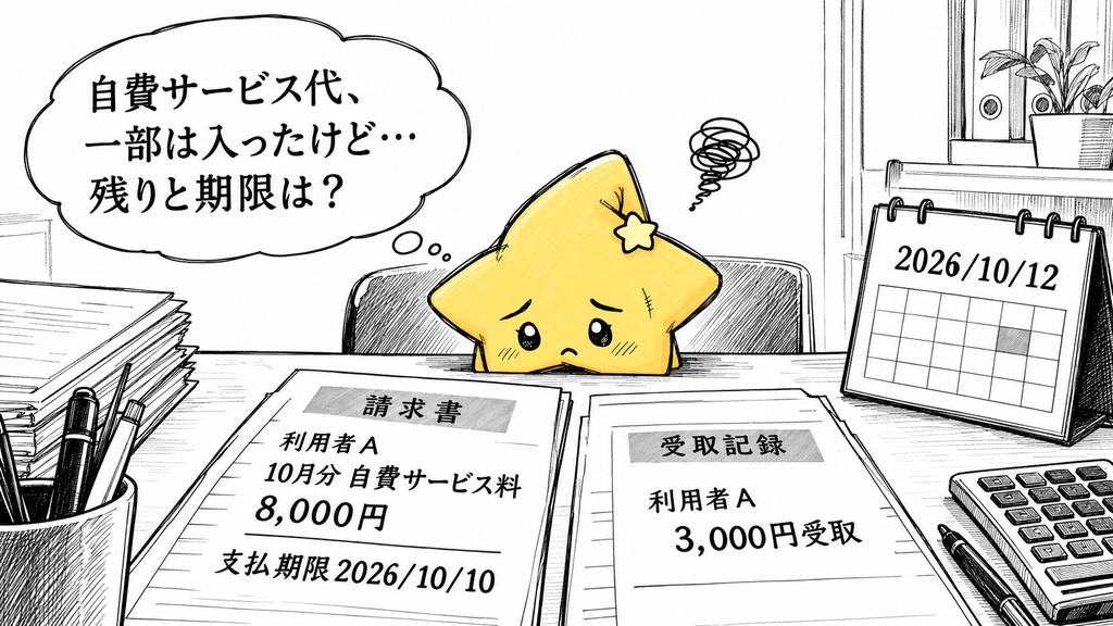 自費サービス請求確認｜支払期限・残額 Excel