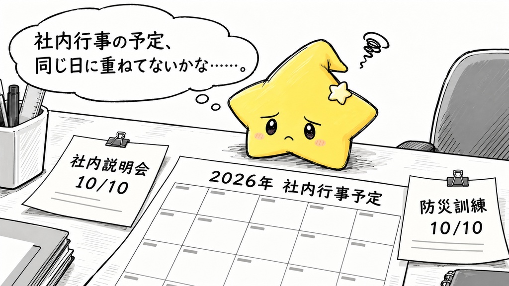 社内行事の予定確認｜月別件数・同日件数 Excel
