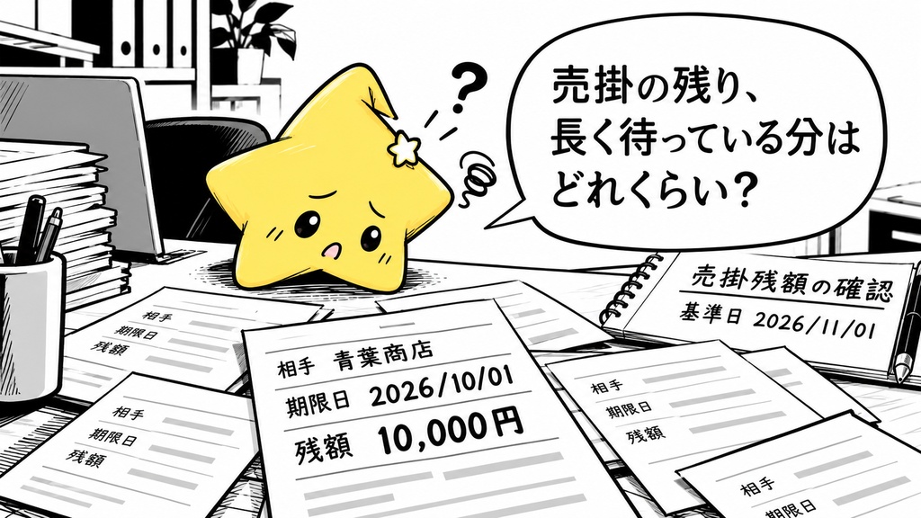 売掛滞留の確認｜日数帯別残額 Excel