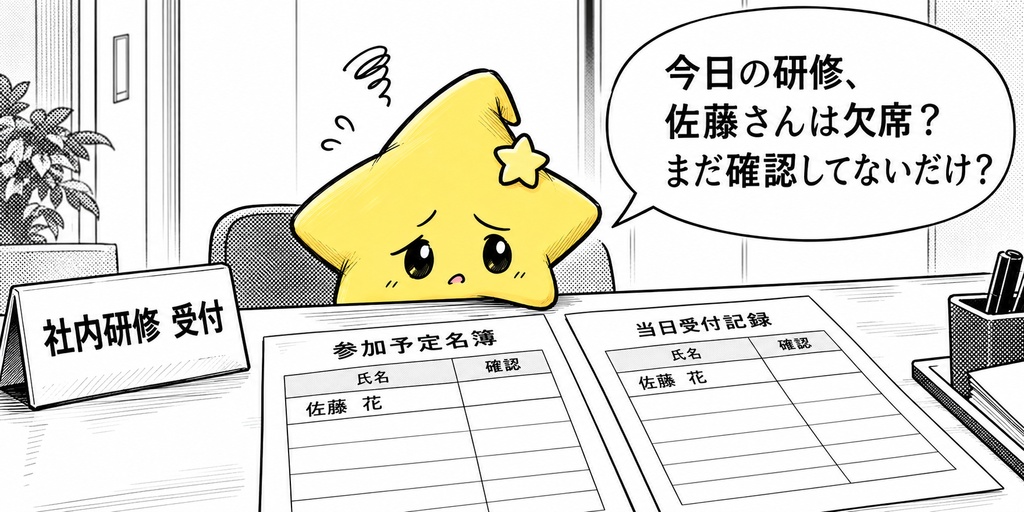 社内研修の出欠確認｜出席・欠席・未確認 Excel