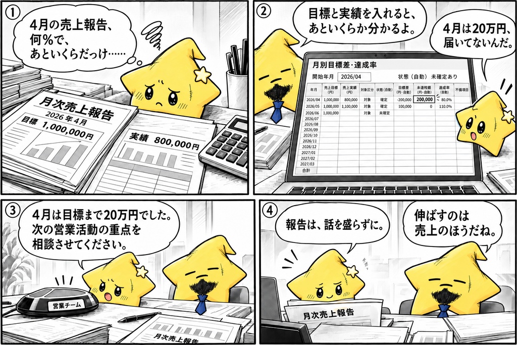 月別売上管理|目標差・達成率 Excel