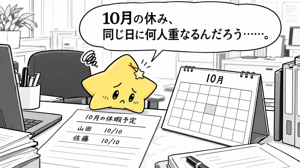 チーム休暇予定｜日別不在人数 Excel