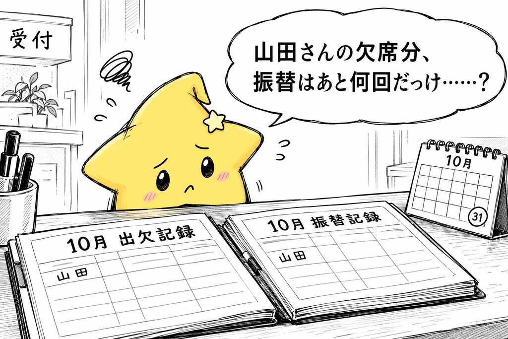 教室の振替確認｜対象・済・残回数 Excel