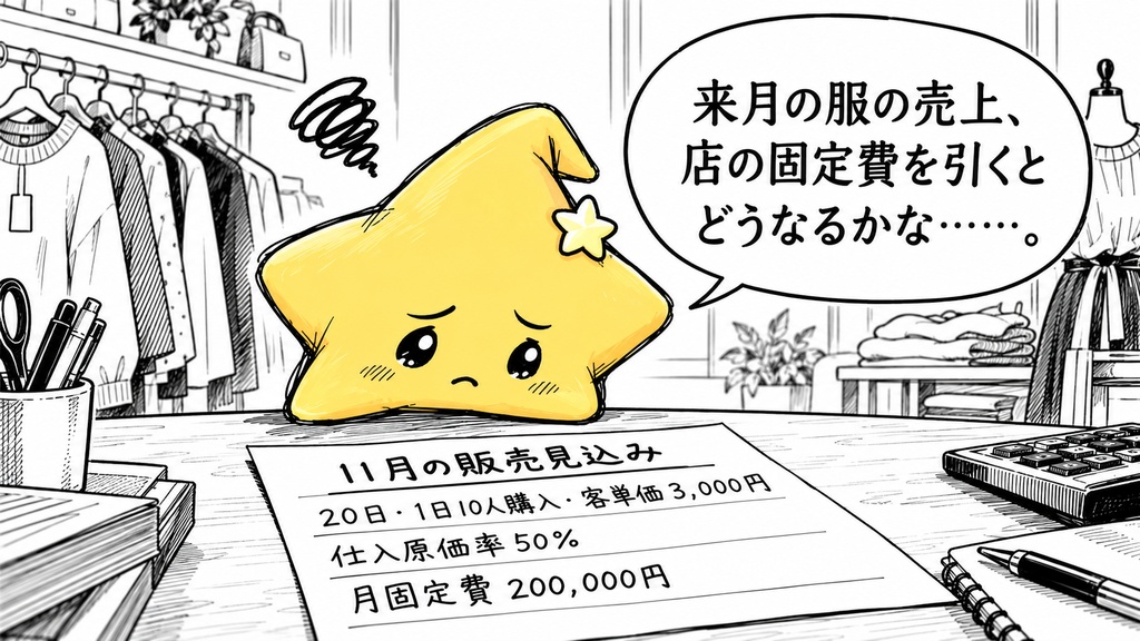 衣料品店の月次試算｜売上・概算差額 Excel