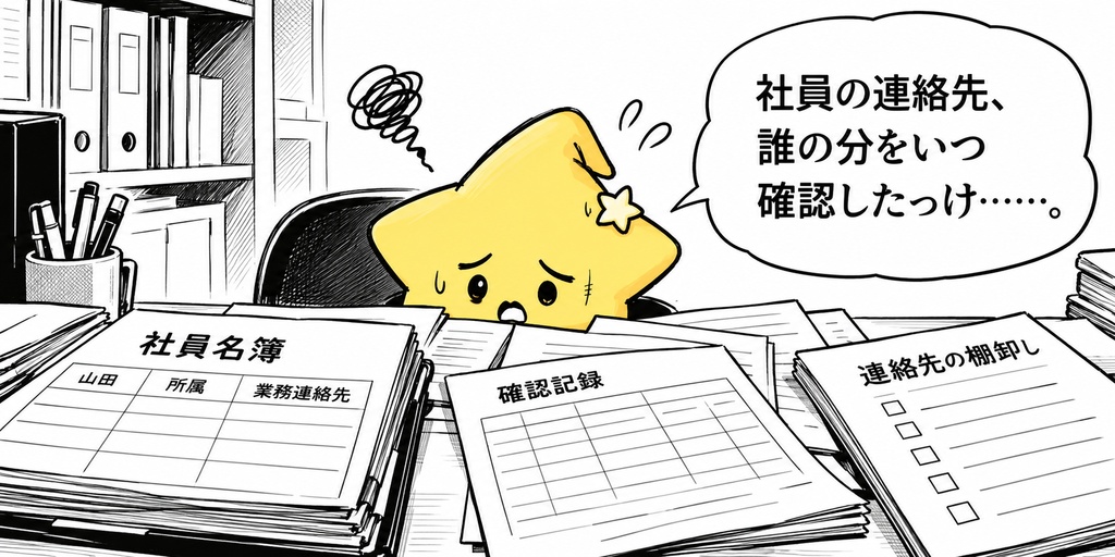 社員名簿の更新確認｜所属・連絡先 Excel