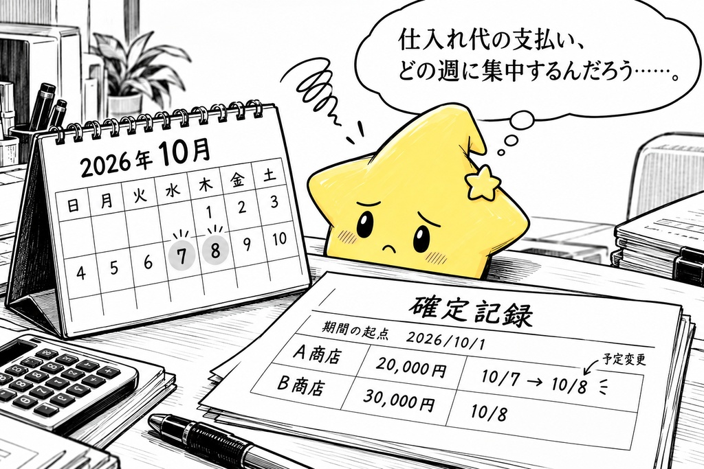 支払予定の週別確認｜必要額・範囲外額 Excel