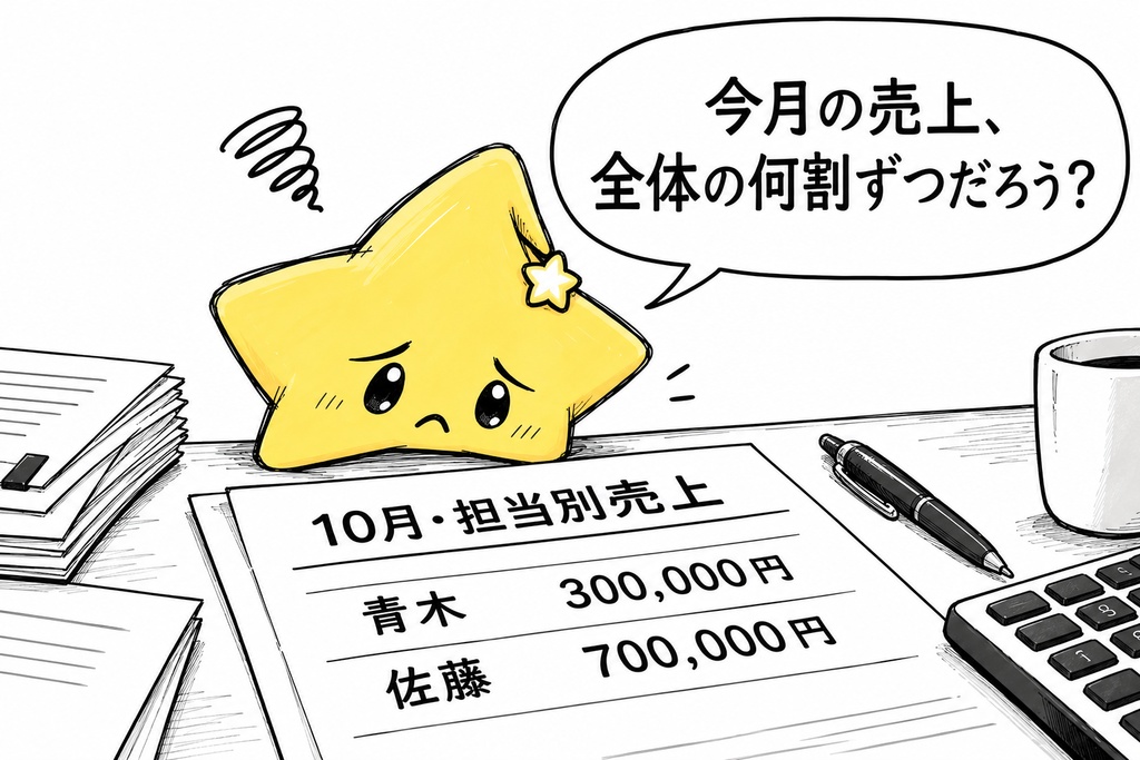 担当別売上の確認｜金額・構成比 Excel
