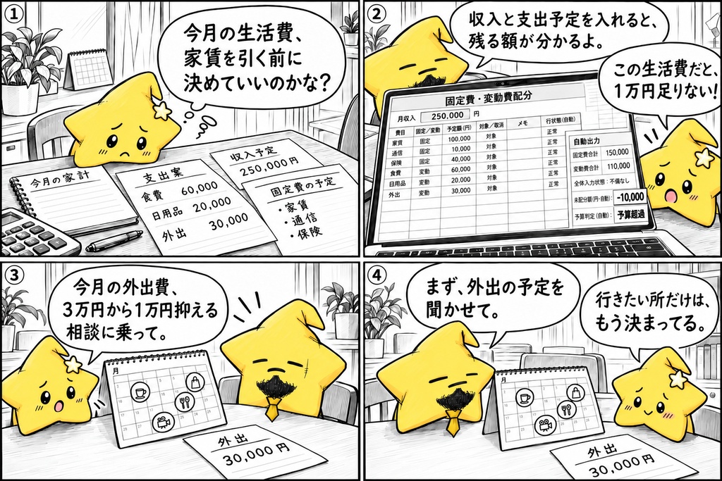 家計予算配分|固定費・変動費 Excel
