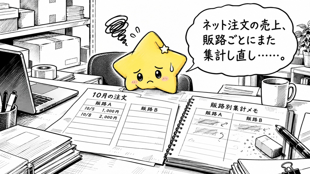 ネット注文集計｜販路別件数・売上 Excel