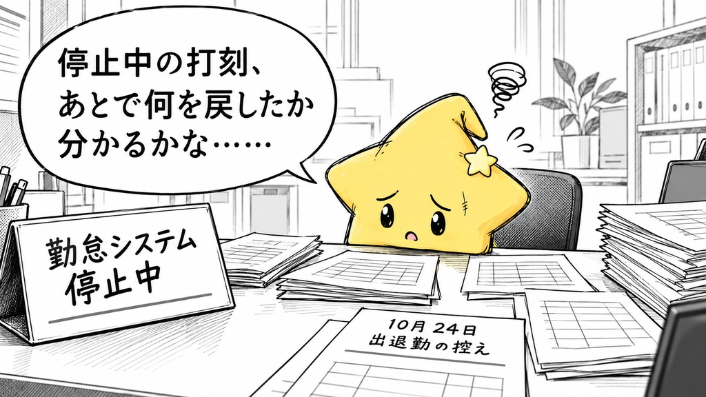 勤怠停止時の打刻控え|本人確認・反映待ち Excel