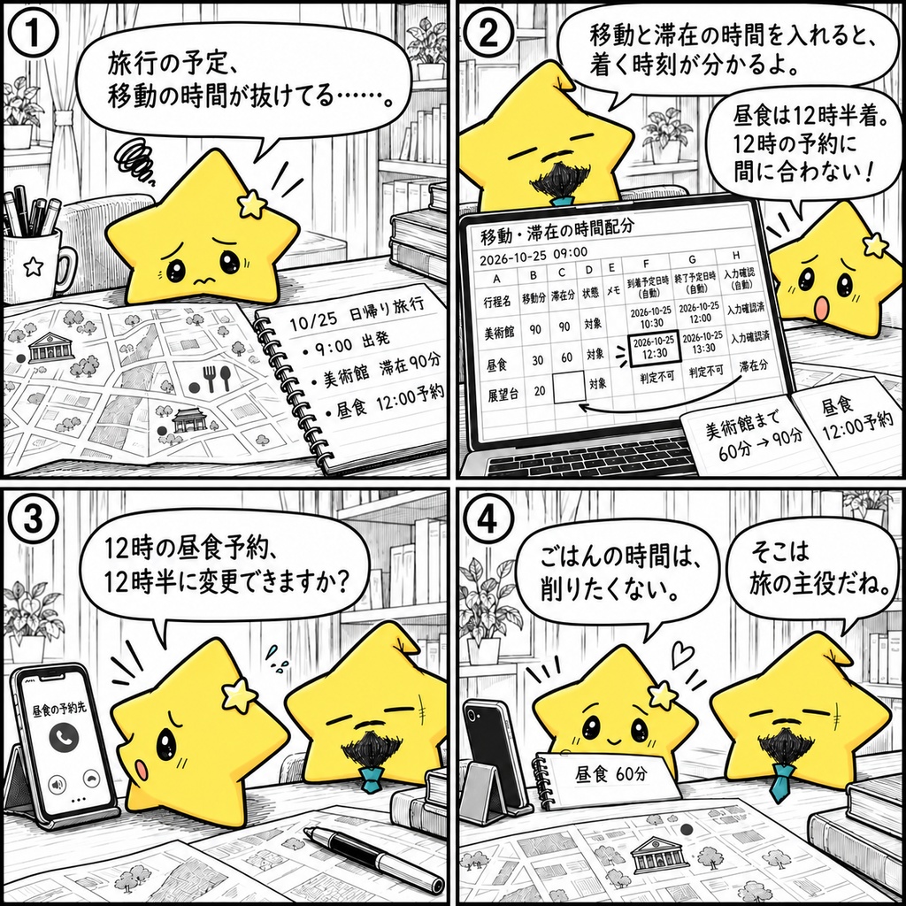 旅行日程表|移動・滞在時間 Excel
