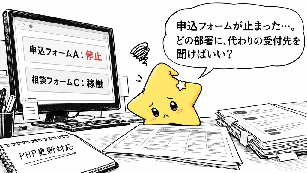フォーム停止時の受付確認|代替先 Excel