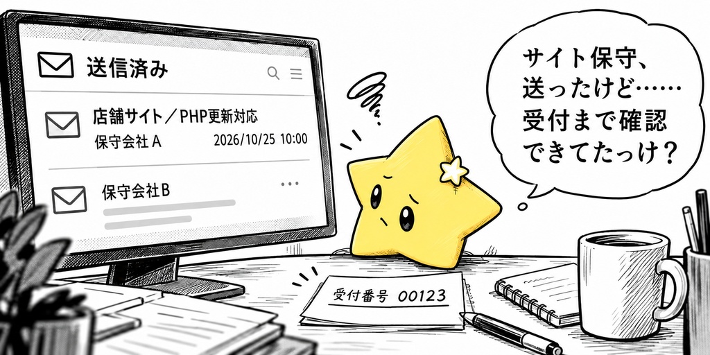 Web保守依頼の受付確認|受付番号 Excel