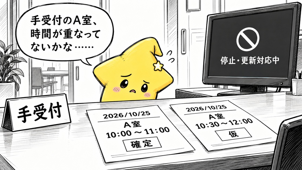 施設の手受付|時間帯の重複確認 Excel