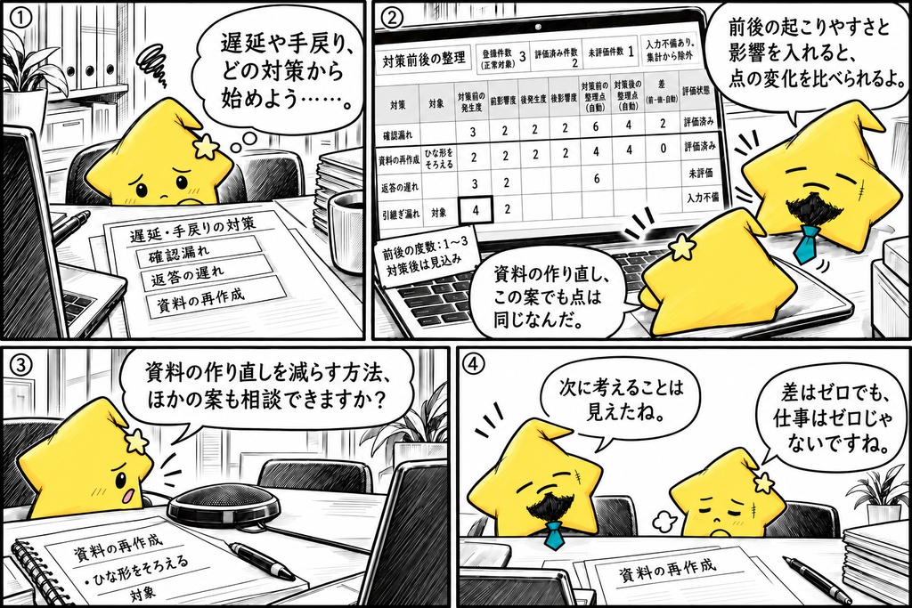 業務リスク比較|対策前後の整理点 Excel