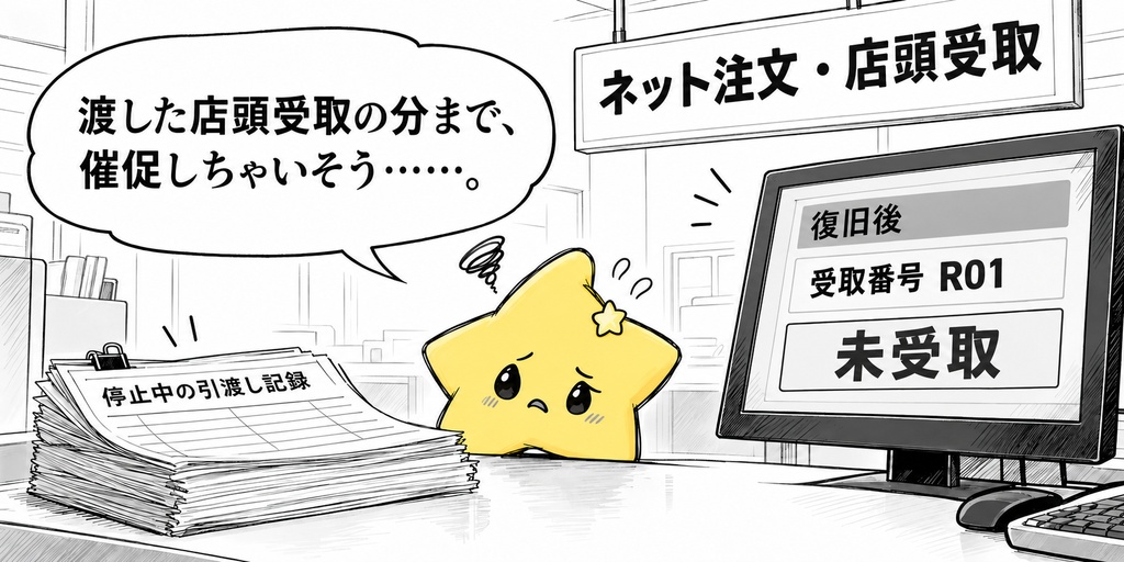店頭受取の反映確認｜未反映 Excel